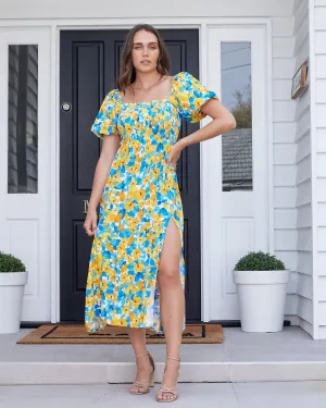 Cami Midi Dress - Teal Floral