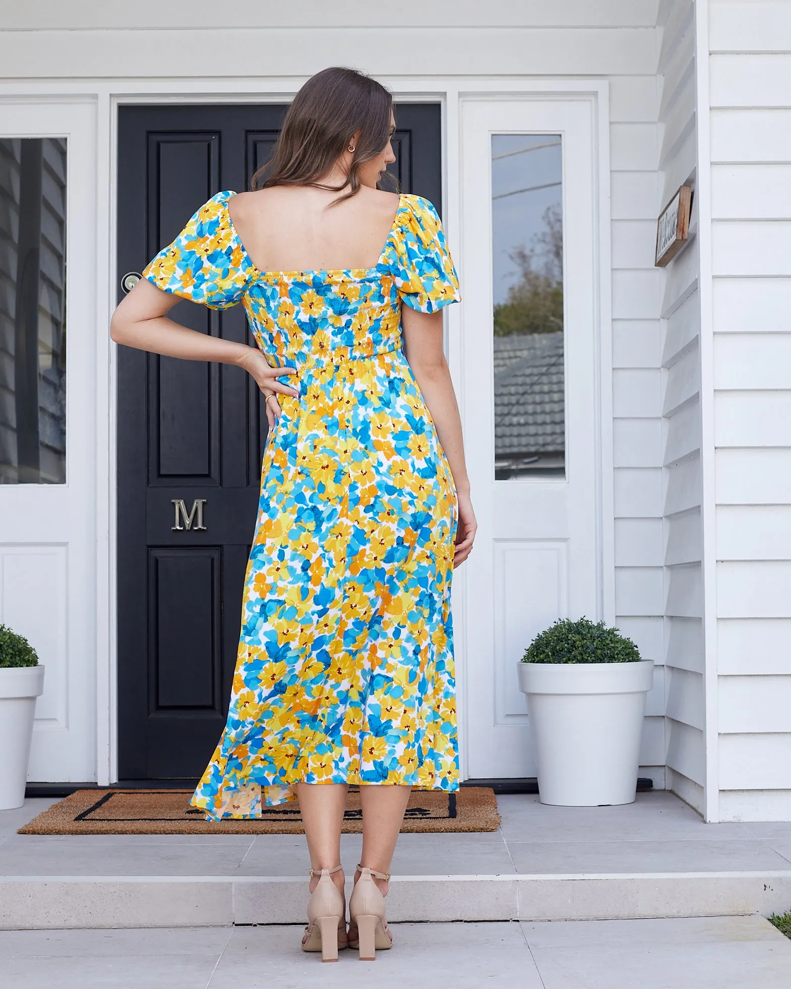 Cami Midi Dress - Teal Floral