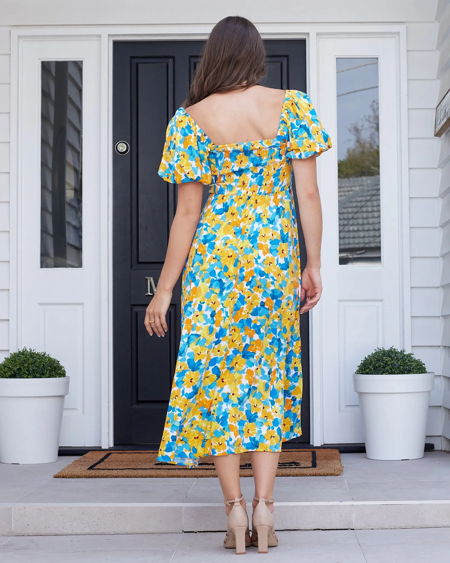 Cami Midi Dress - Teal Floral