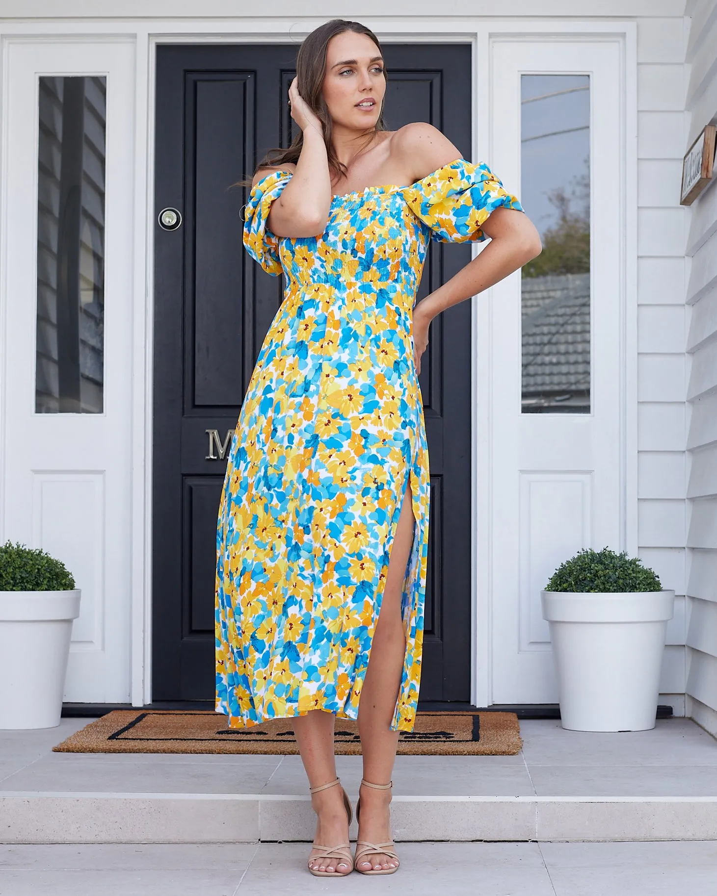 Cami Midi Dress - Teal Floral
