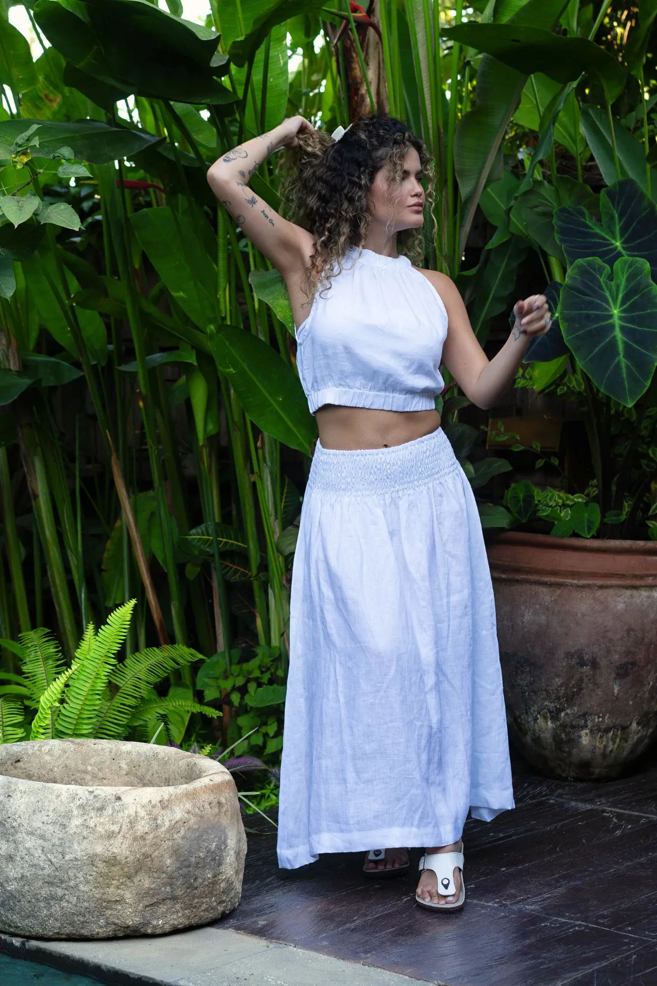 'Cancun' Linen Top - White