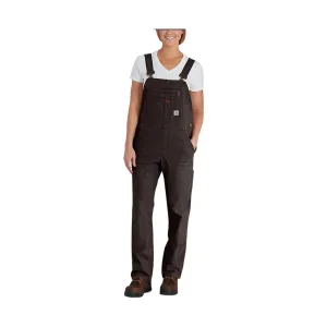 Carhartt Women's Rugged Flex Loose Fit Canvas Bib Overall - Dark Brown - ONLINE STORE CREDIT/EXCHANGE ONLY
