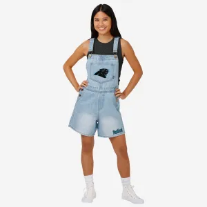 Carolina Panthers Womens Big Logo Denim Bib Shortalls