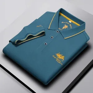 Casual Lapel Short Sleeve Embroidered Polo Shirt