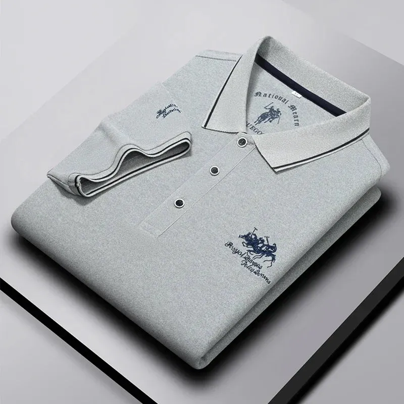 Casual Lapel Short Sleeve Embroidered Polo Shirt
