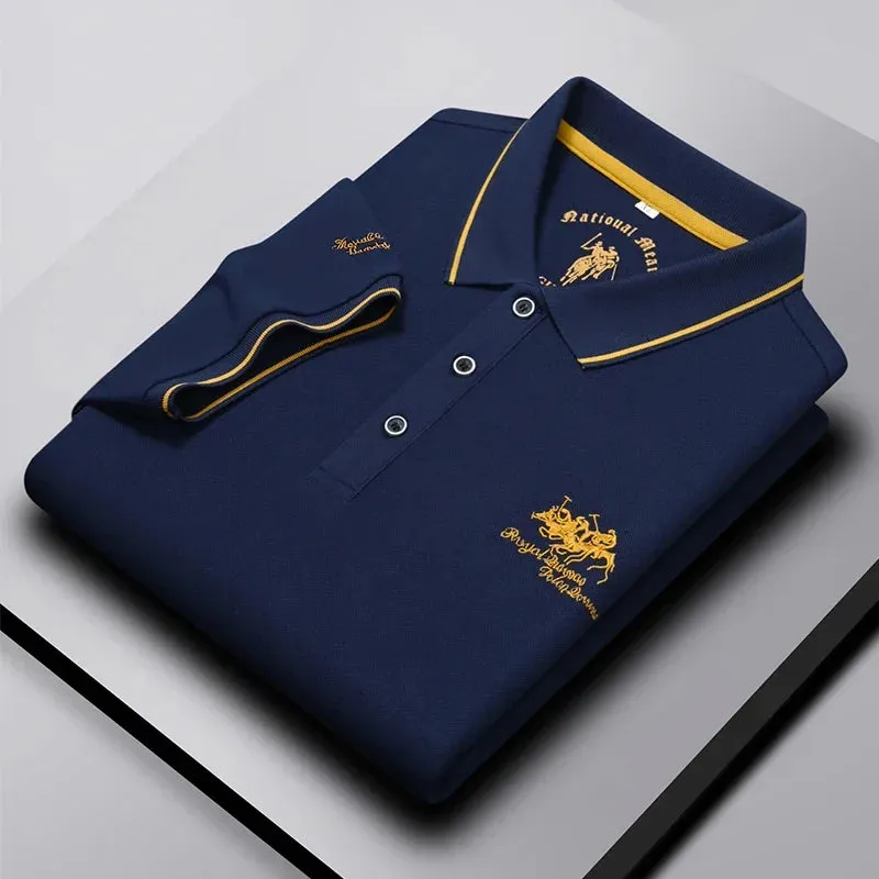 Casual Lapel Short Sleeve Embroidered Polo Shirt