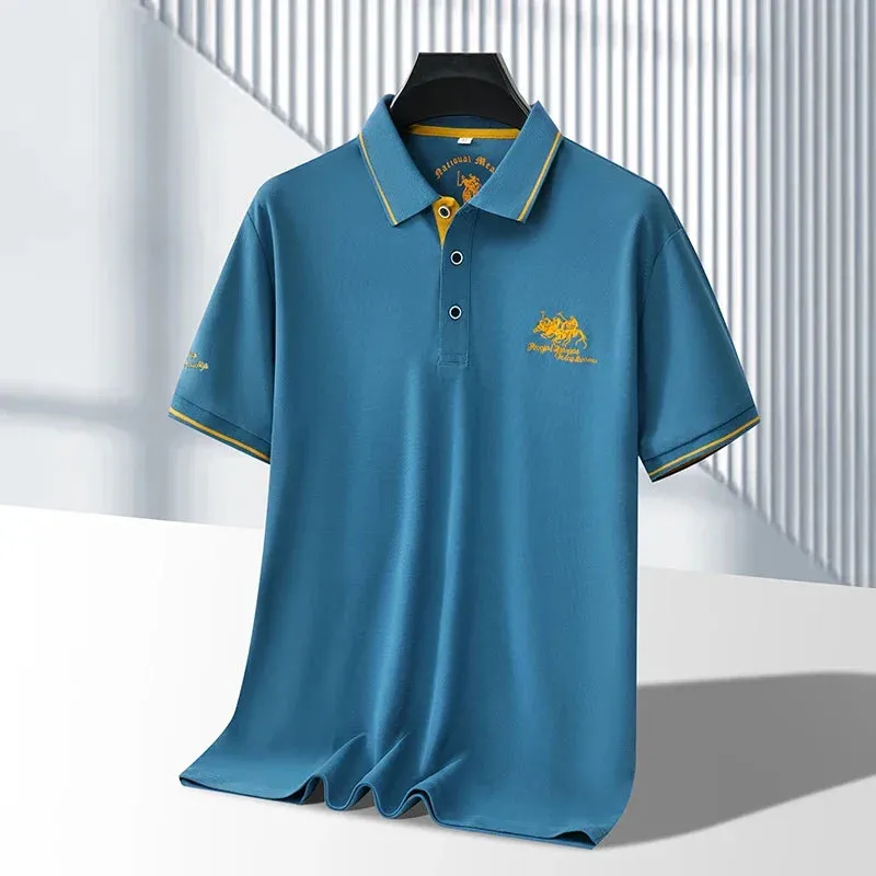 Casual Lapel Short Sleeve Embroidered Polo Shirt