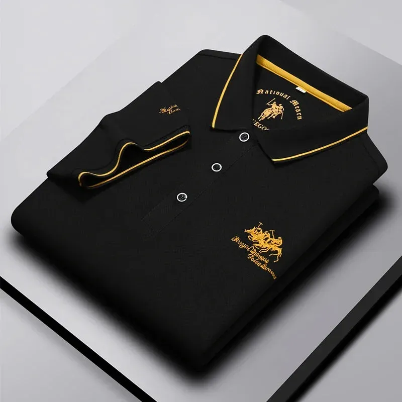 Casual Lapel Short Sleeve Embroidered Polo Shirt