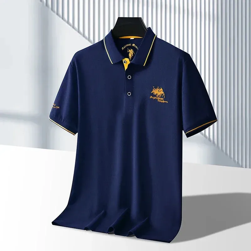 Casual Lapel Short Sleeve Embroidered Polo Shirt