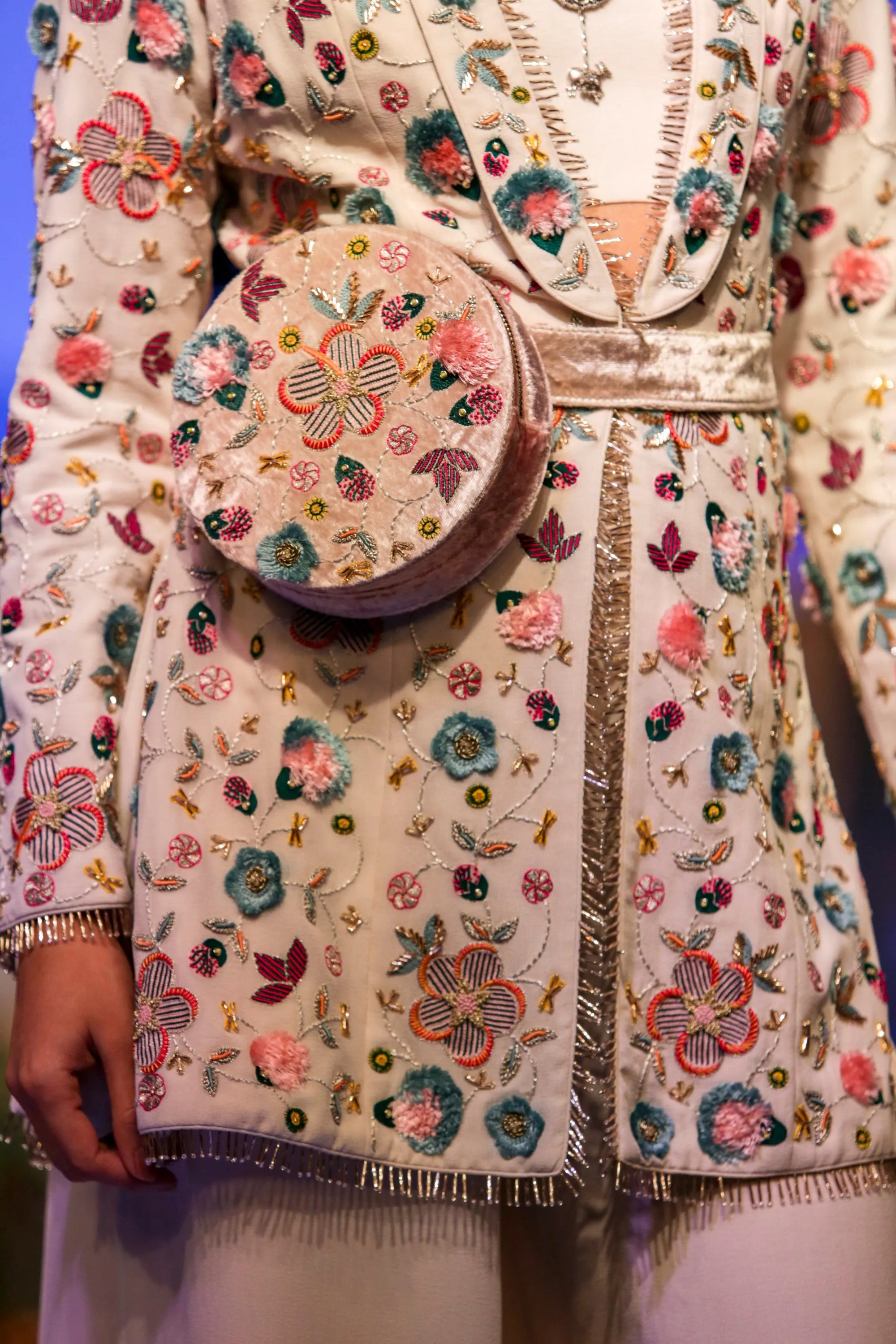Chalk White Embroidered Jacket Set