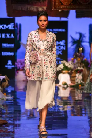 Chalk White Embroidered Jacket Set
