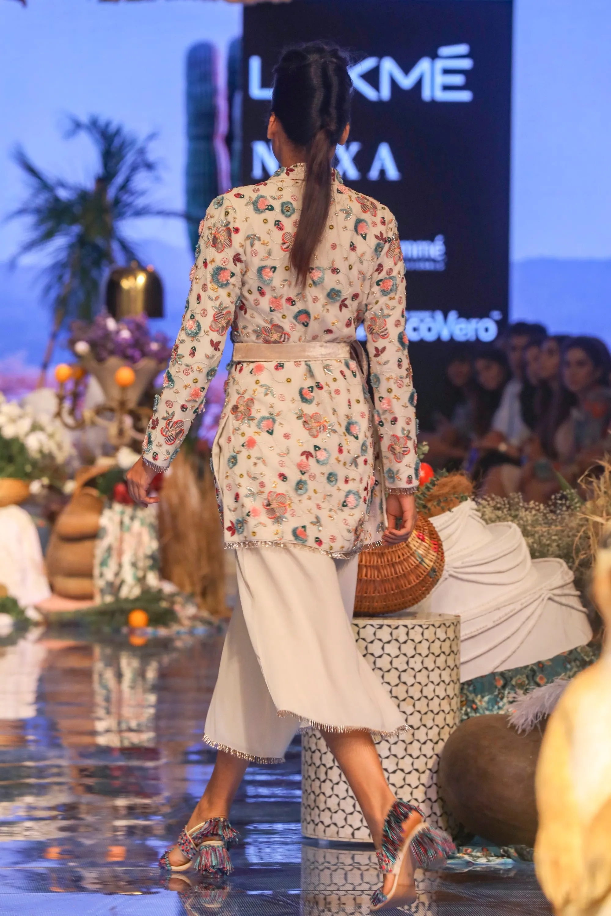 Chalk White Embroidered Jacket Set