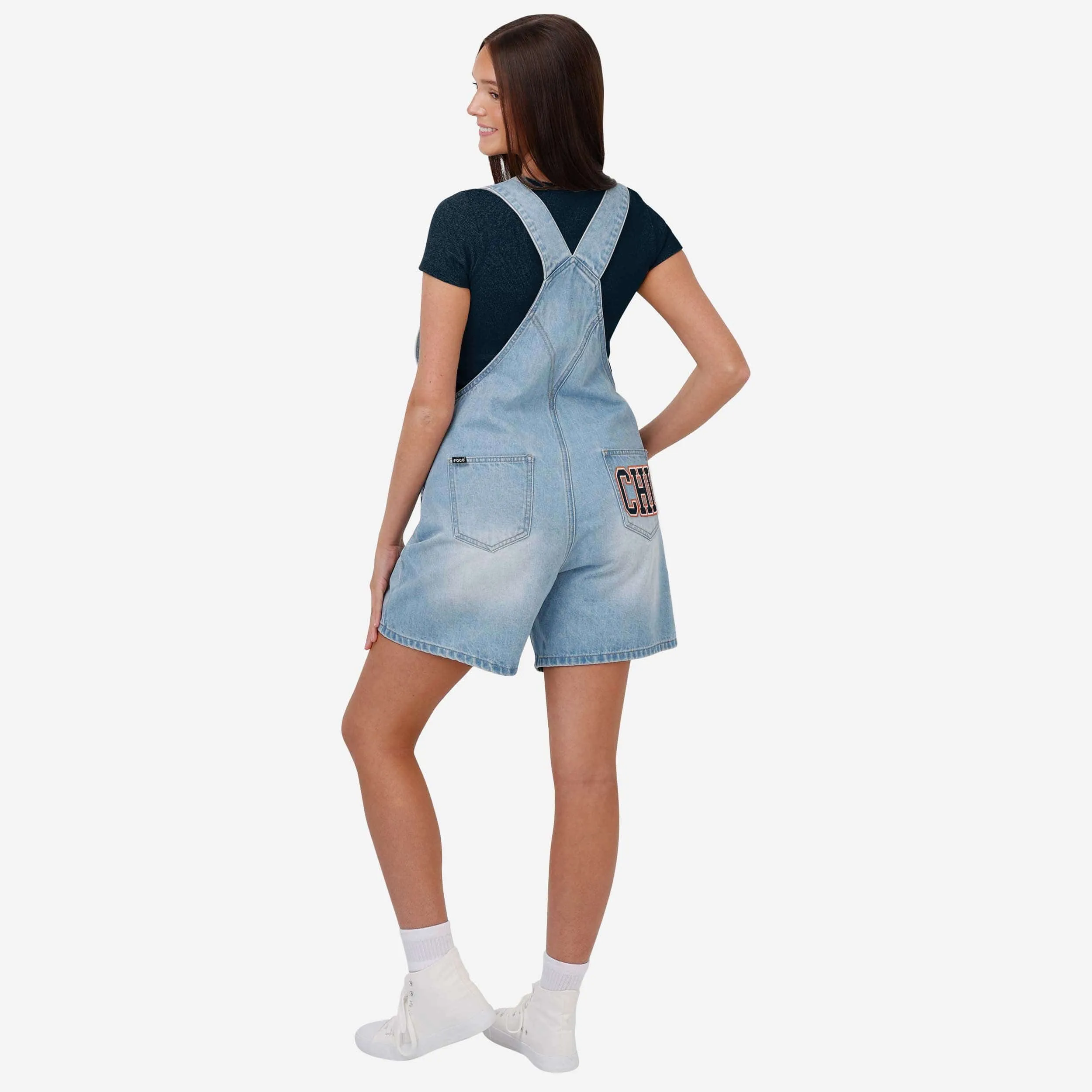 Chicago Bears Womens Big Logo Denim Bib Shortalls