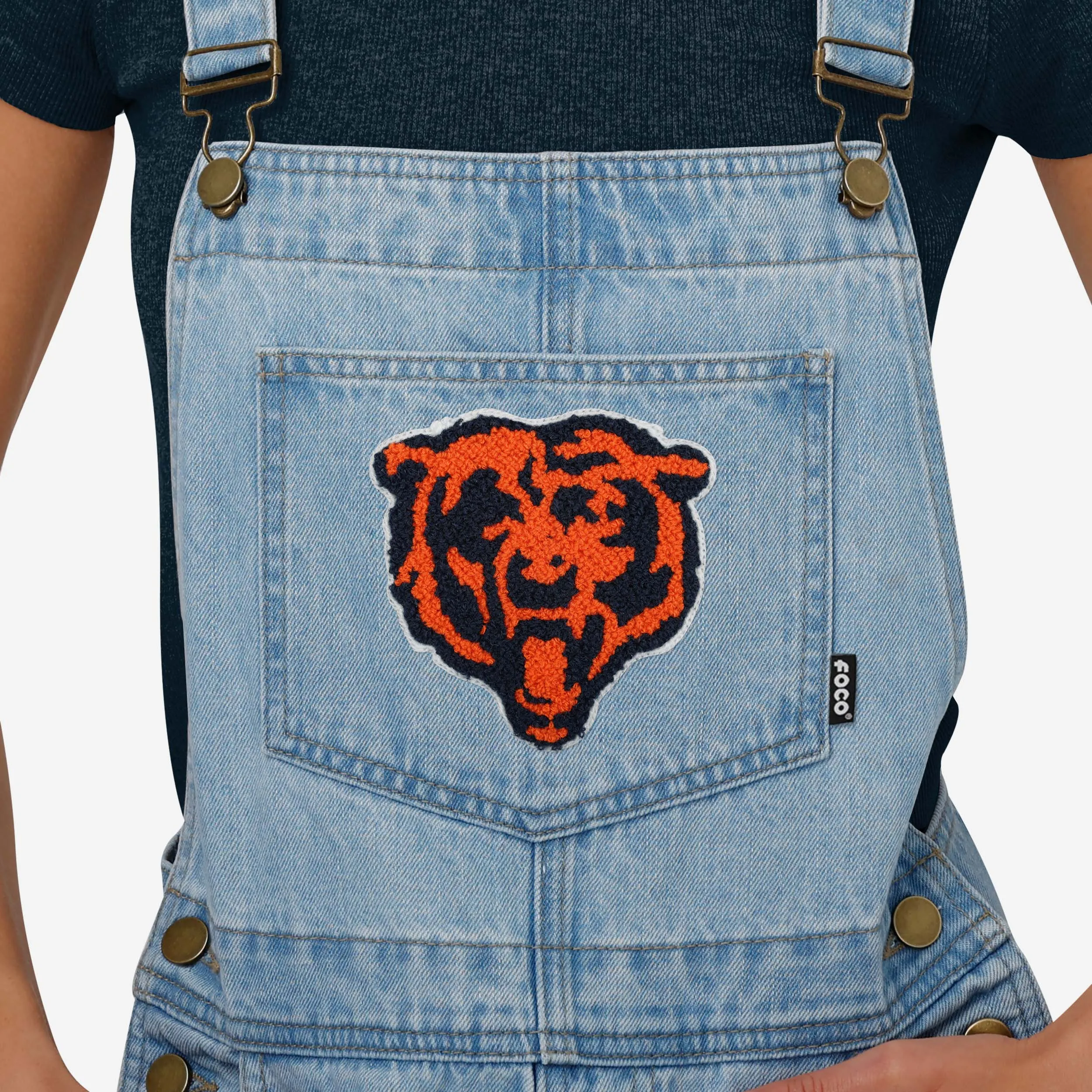 Chicago Bears Womens Big Logo Denim Bib Shortalls