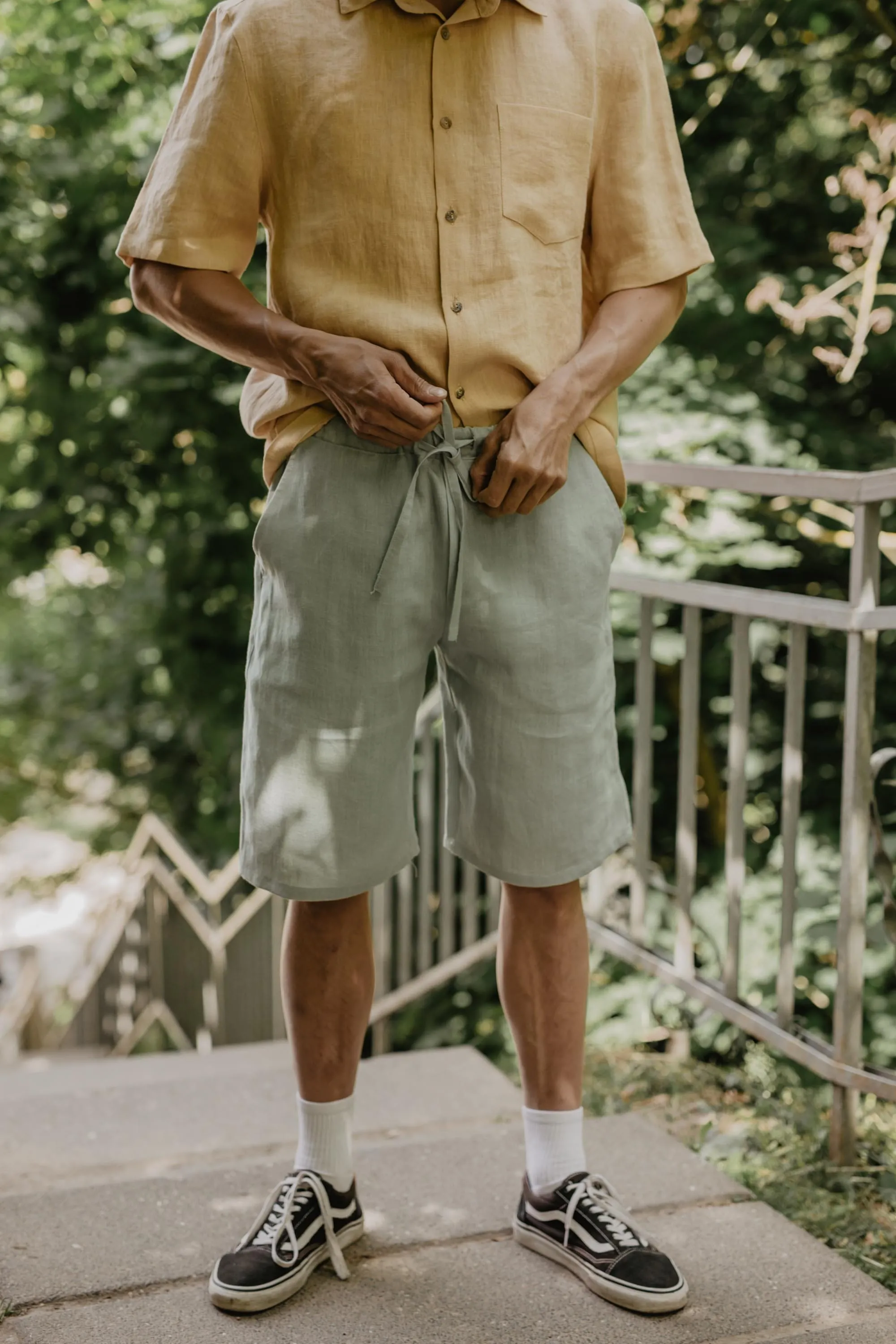 Classic linen shorts HERMES in Sage Green