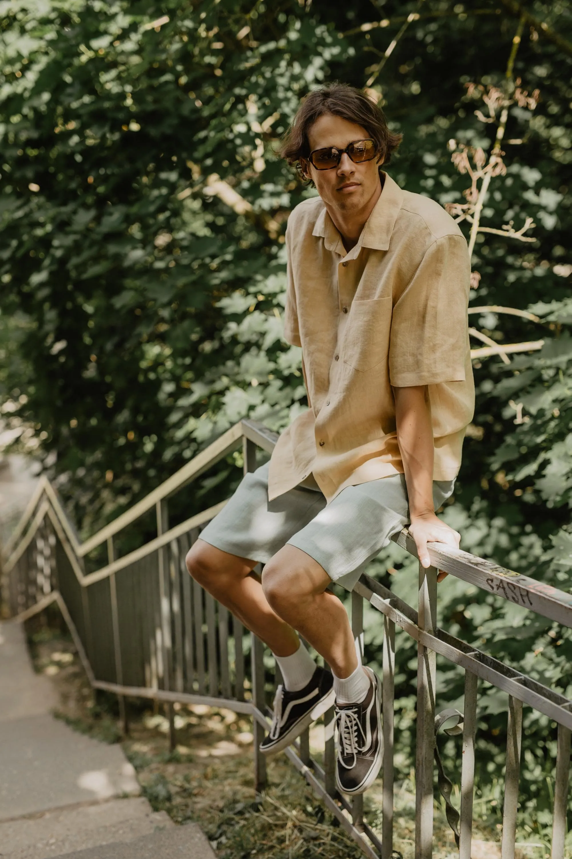 Classic linen shorts HERMES in Sage Green