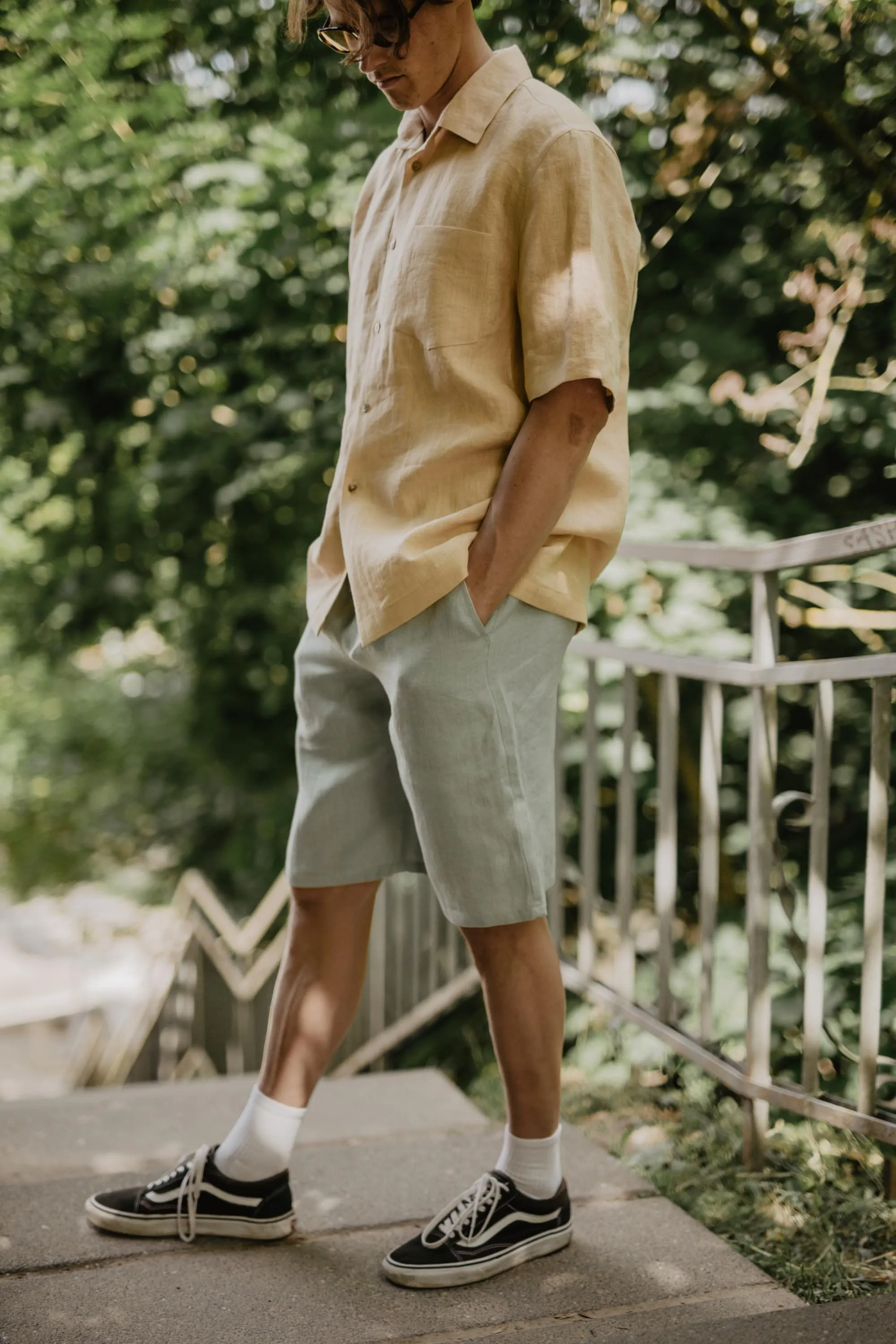 Classic linen shorts HERMES in Sage Green