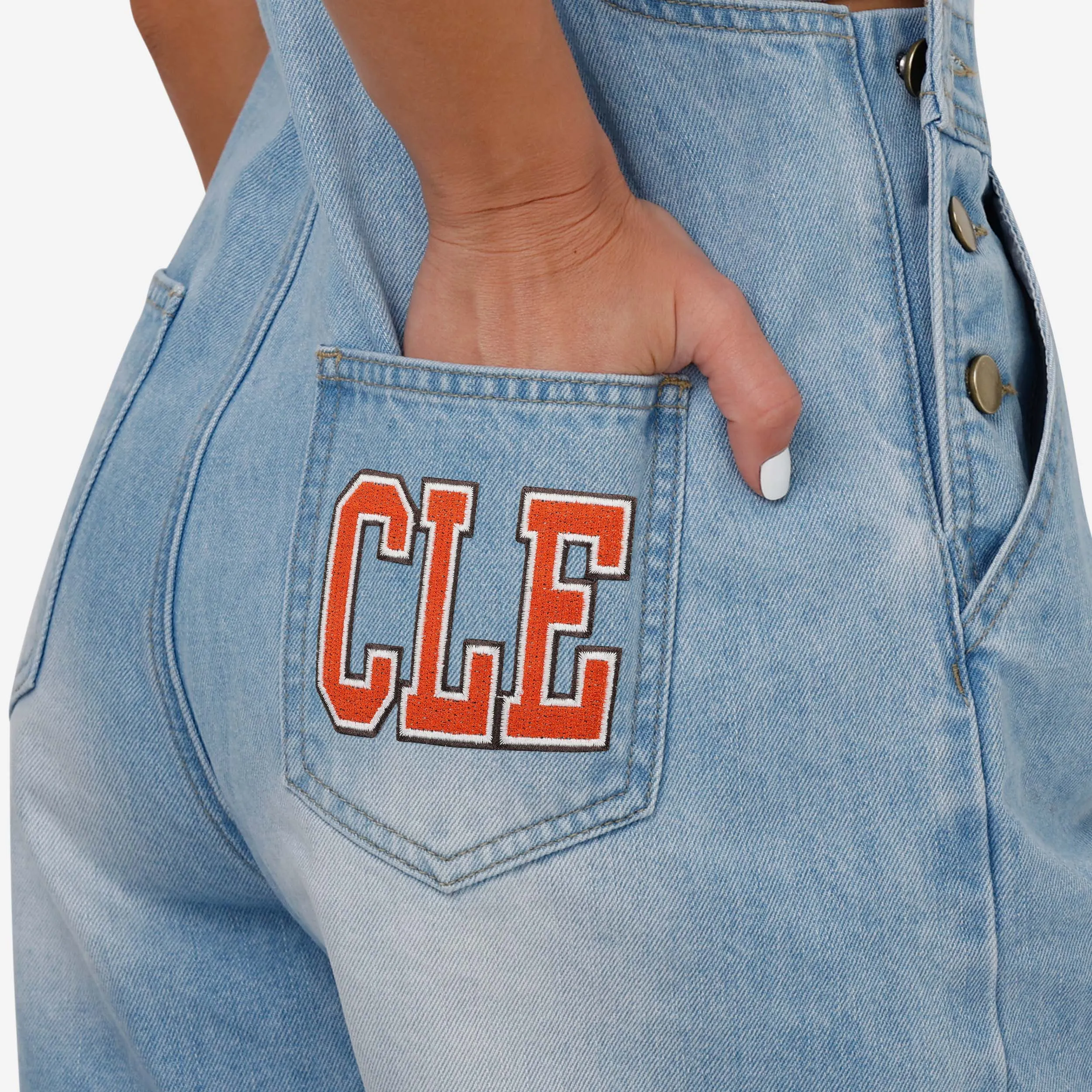 Cleveland Browns Womens Big Logo Denim Bib Shortalls