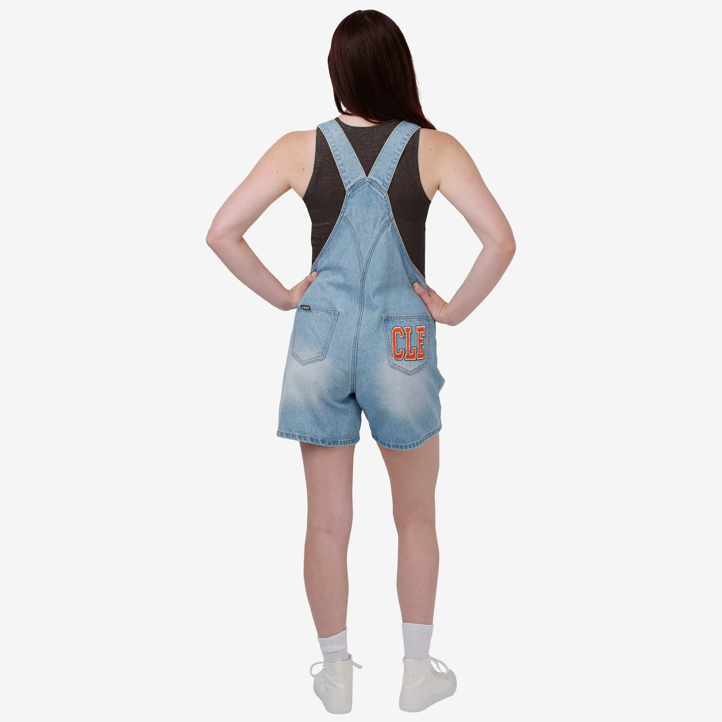 Cleveland Browns Womens Big Logo Denim Bib Shortalls