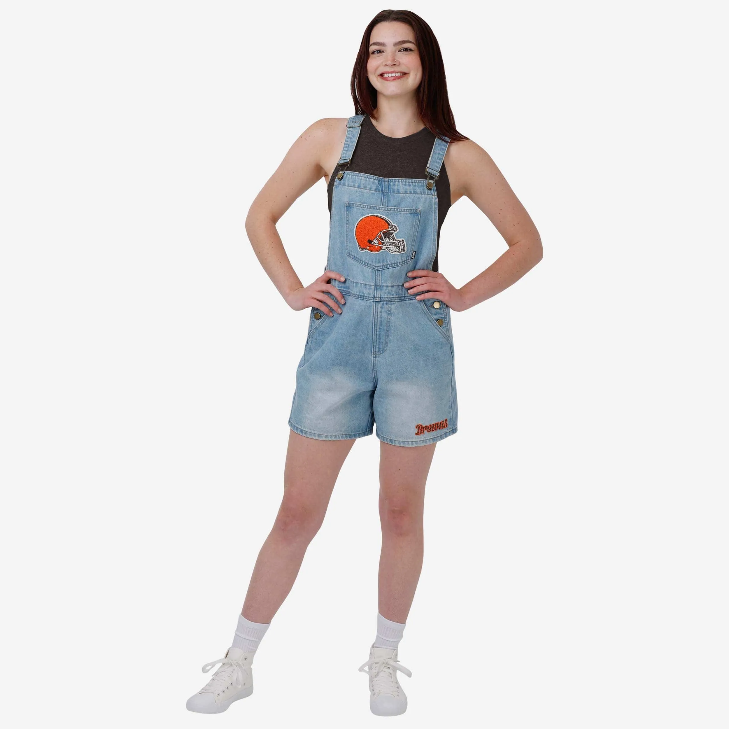 Cleveland Browns Womens Big Logo Denim Bib Shortalls