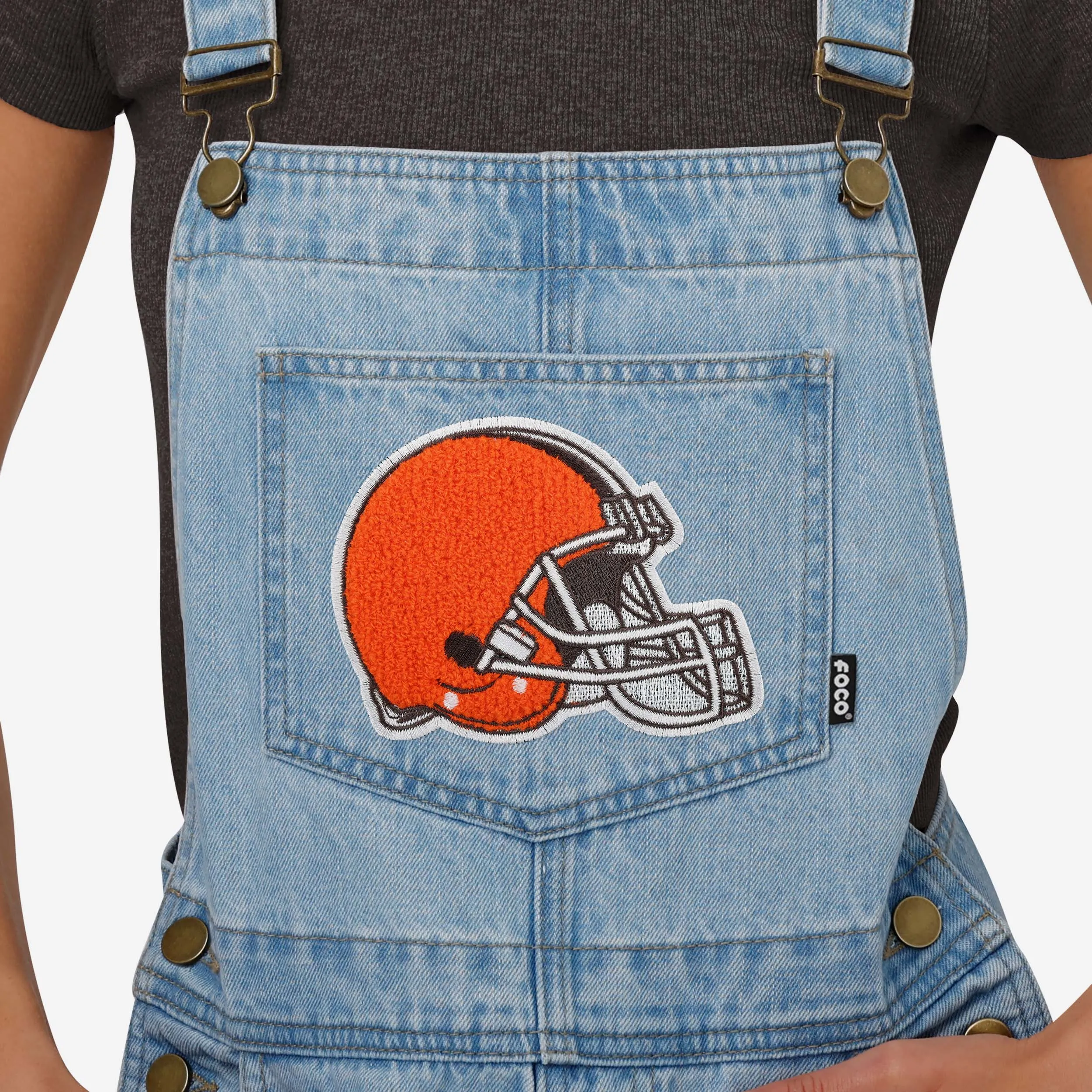 Cleveland Browns Womens Big Logo Denim Bib Shortalls
