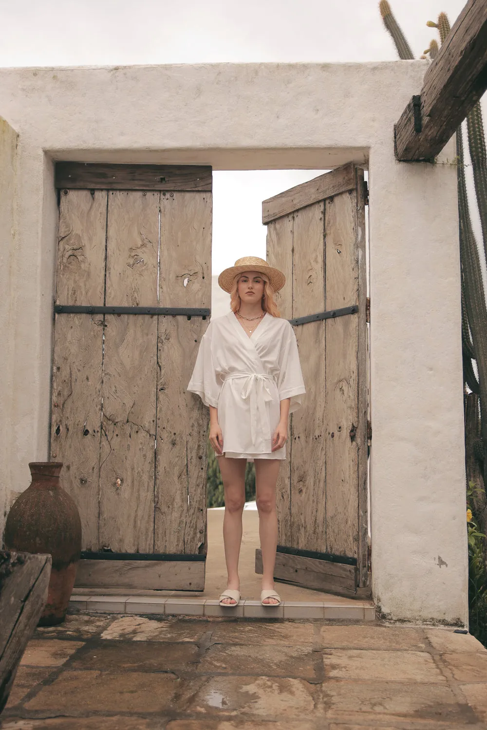 CORFU Linen Robe Dress (White Linen)