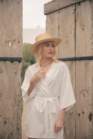 CORFU Linen Robe Dress (White Linen)