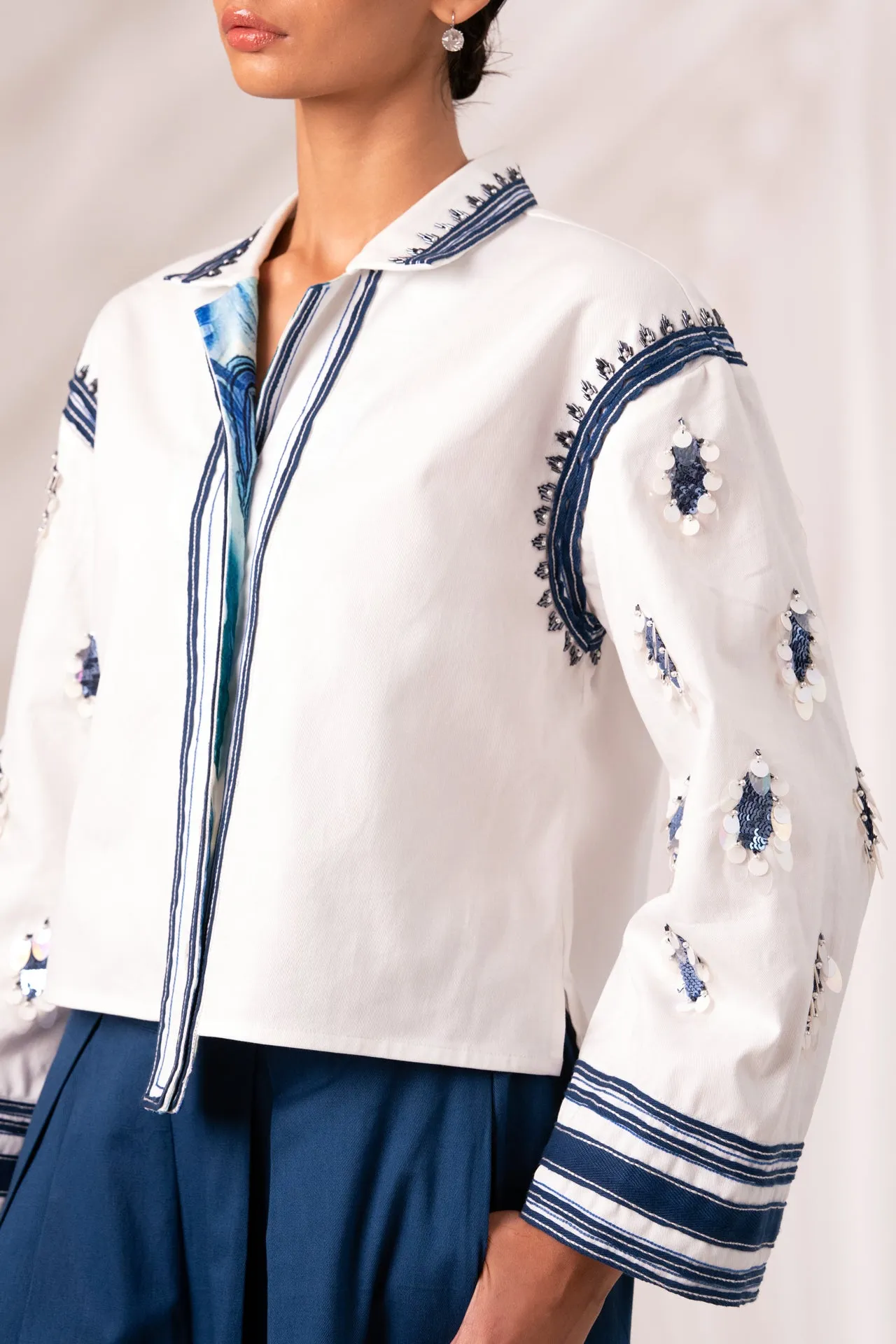 Cosmo Top with Indigo Rico Pleated Culottes