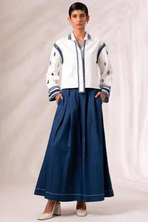 Cosmo Top with Indigo Rico Pleated Culottes