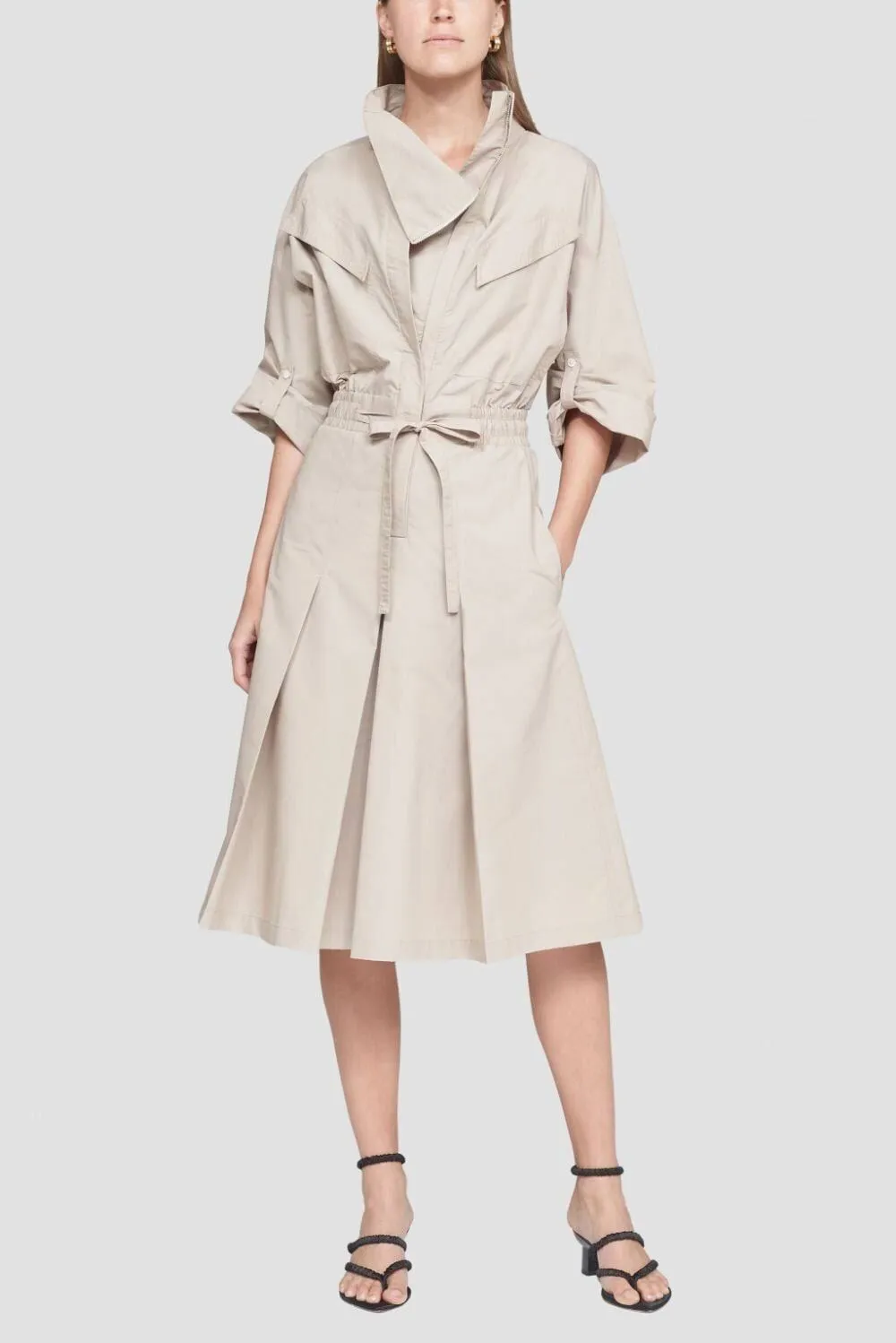 Cotton Poplin Zip-Up Culotte Jumpsuit