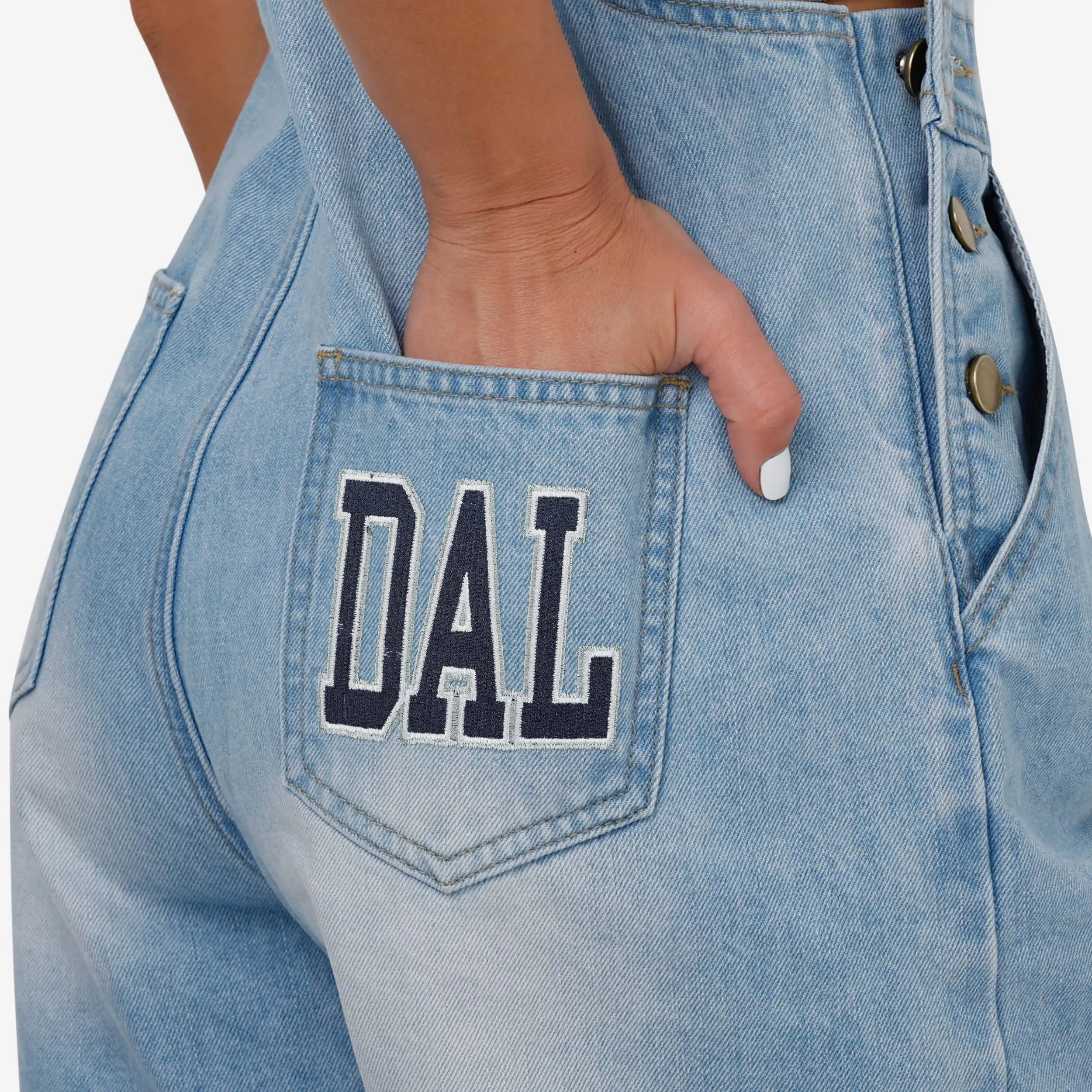 Dallas Cowboys Womens Big Logo Denim Bib Shortalls