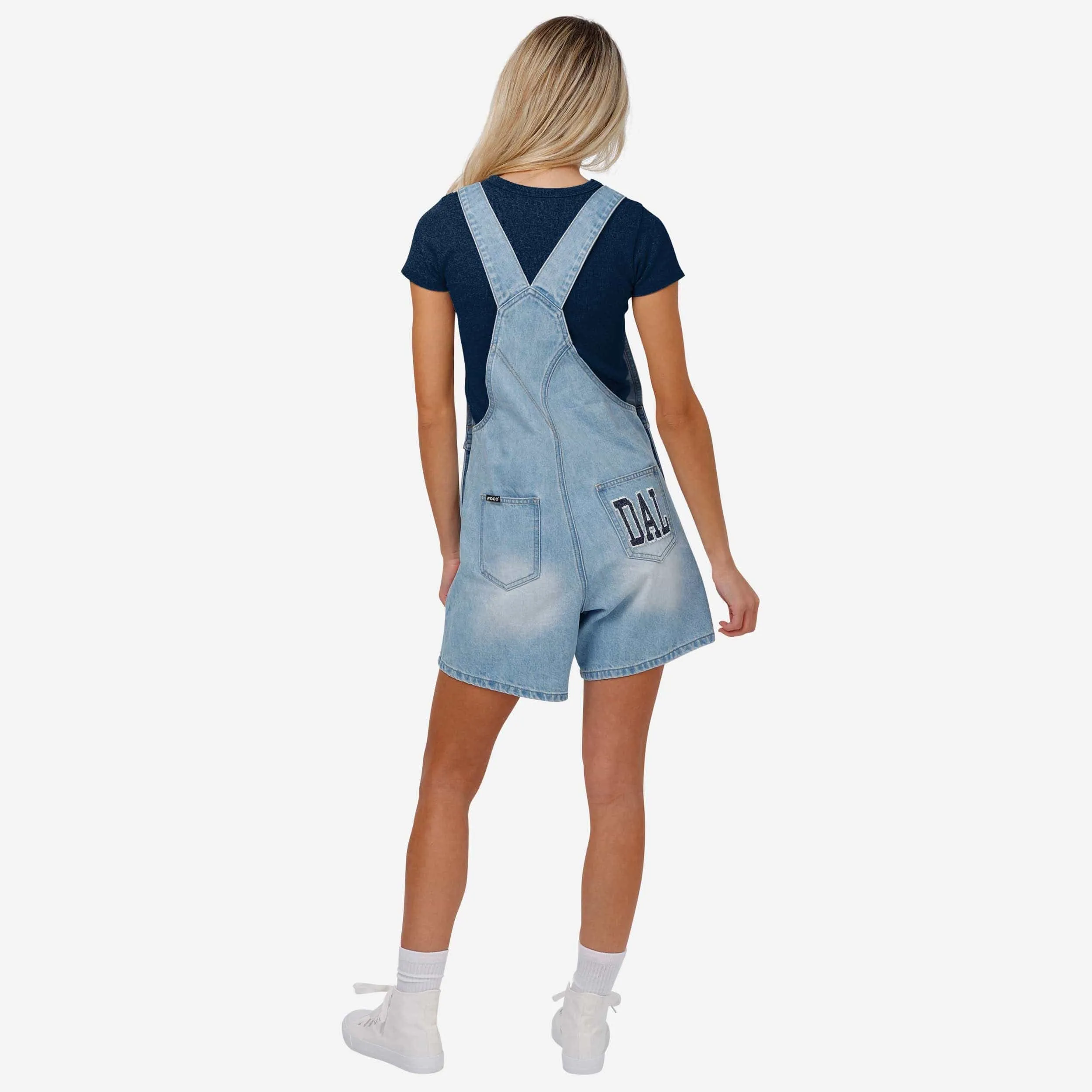 Dallas Cowboys Womens Big Logo Denim Bib Shortalls