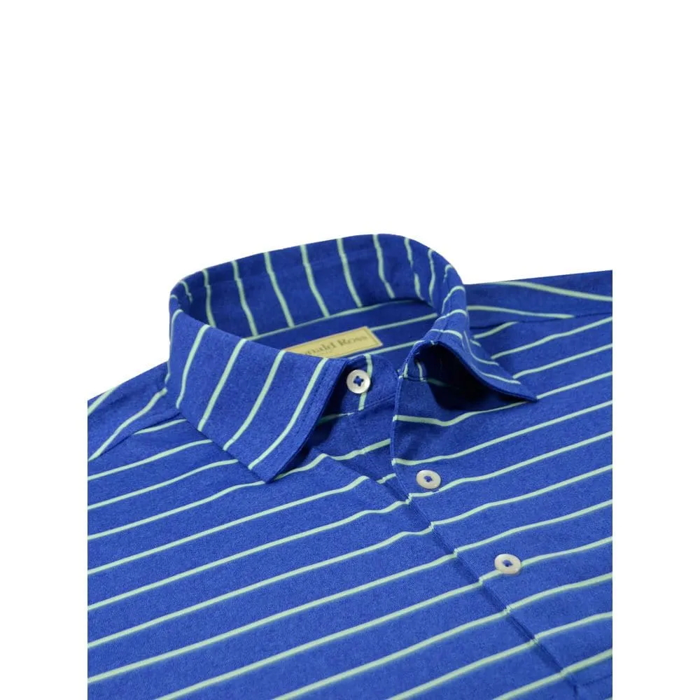 Donald Ross Mens Classic Fit Melange Jersey Stripe Polo - ROYAL