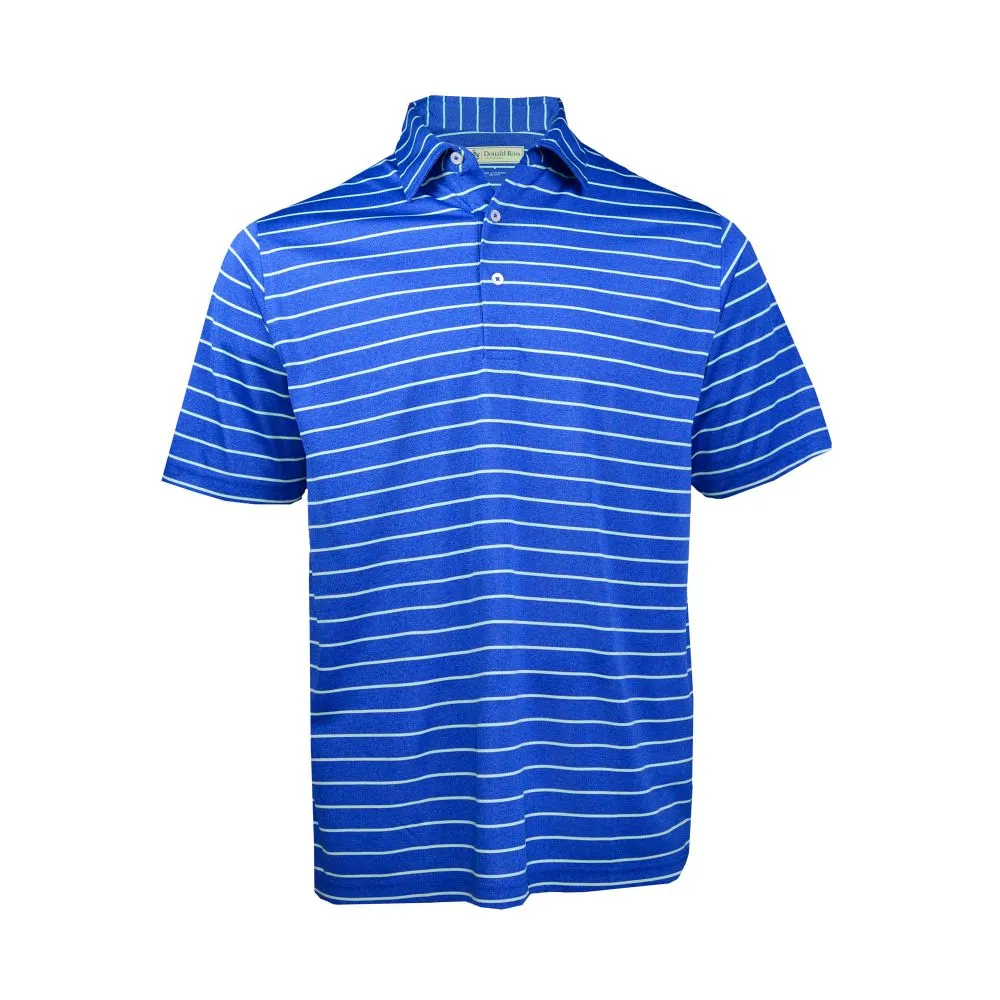 Donald Ross Mens Classic Fit Melange Jersey Stripe Polo - ROYAL