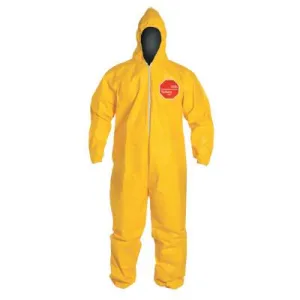 DuPont™ Tychem® 2000 Coveralls with Attached Hood, Serged Seams, Yellow, 5X-Large, QC127S-5X