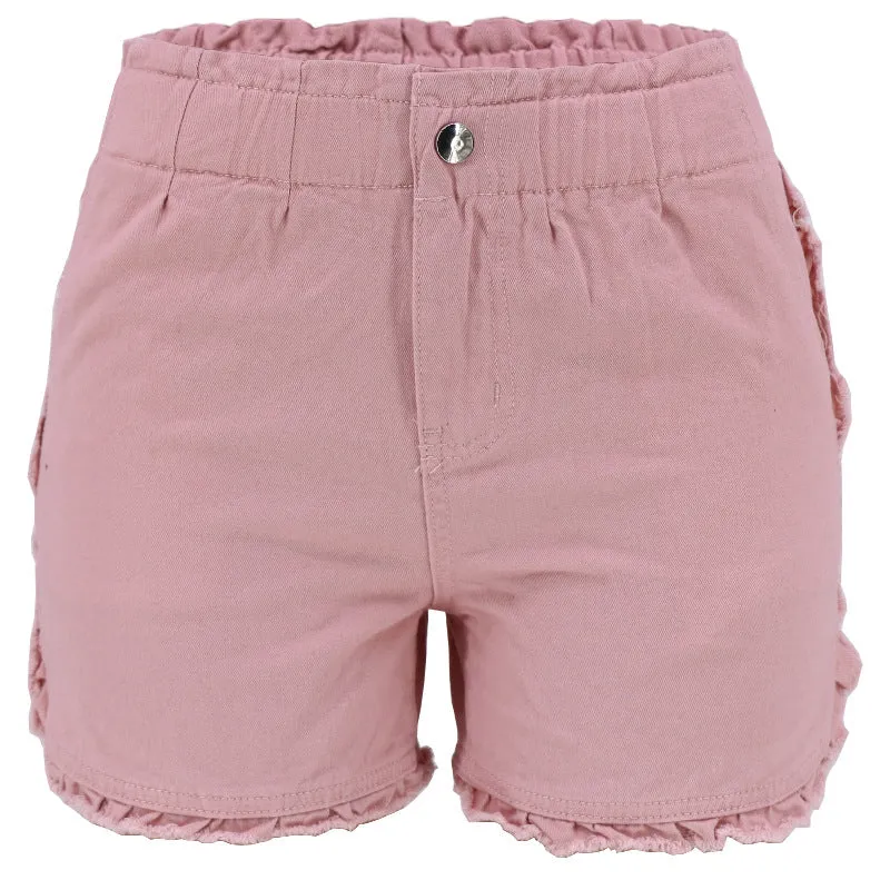 Elastic Waist Light Denim Shorts