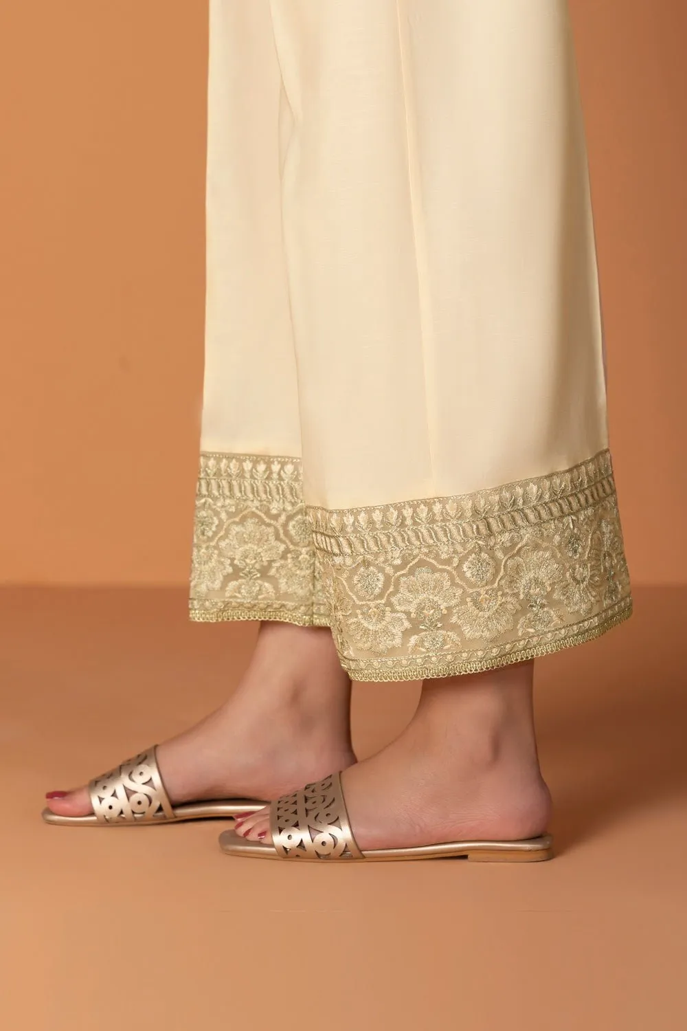 Embroidered Raw Silk Culottes