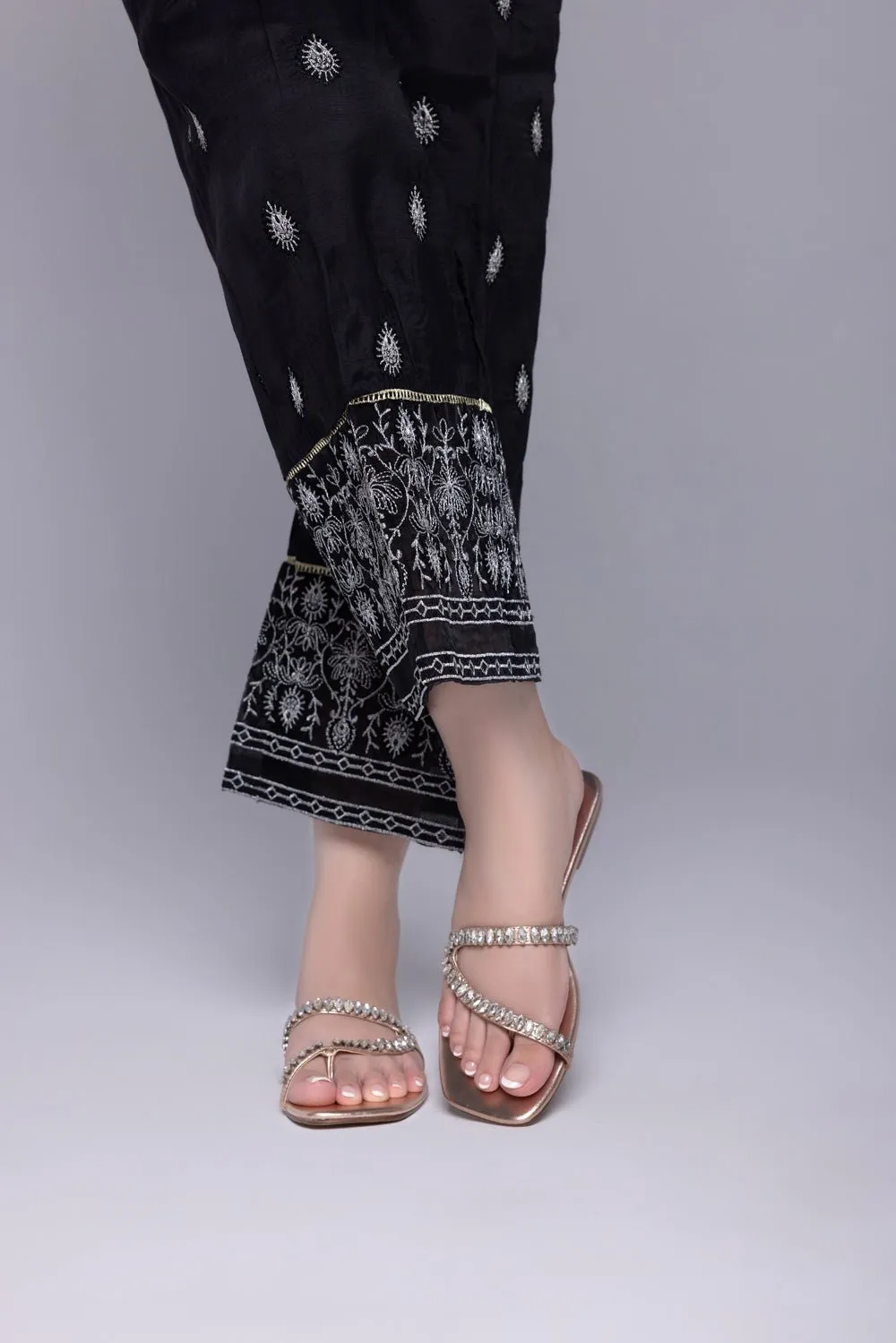 Embroidered Raw Silk Culottes