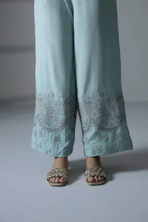 Embroidered Raw Silk Culottes