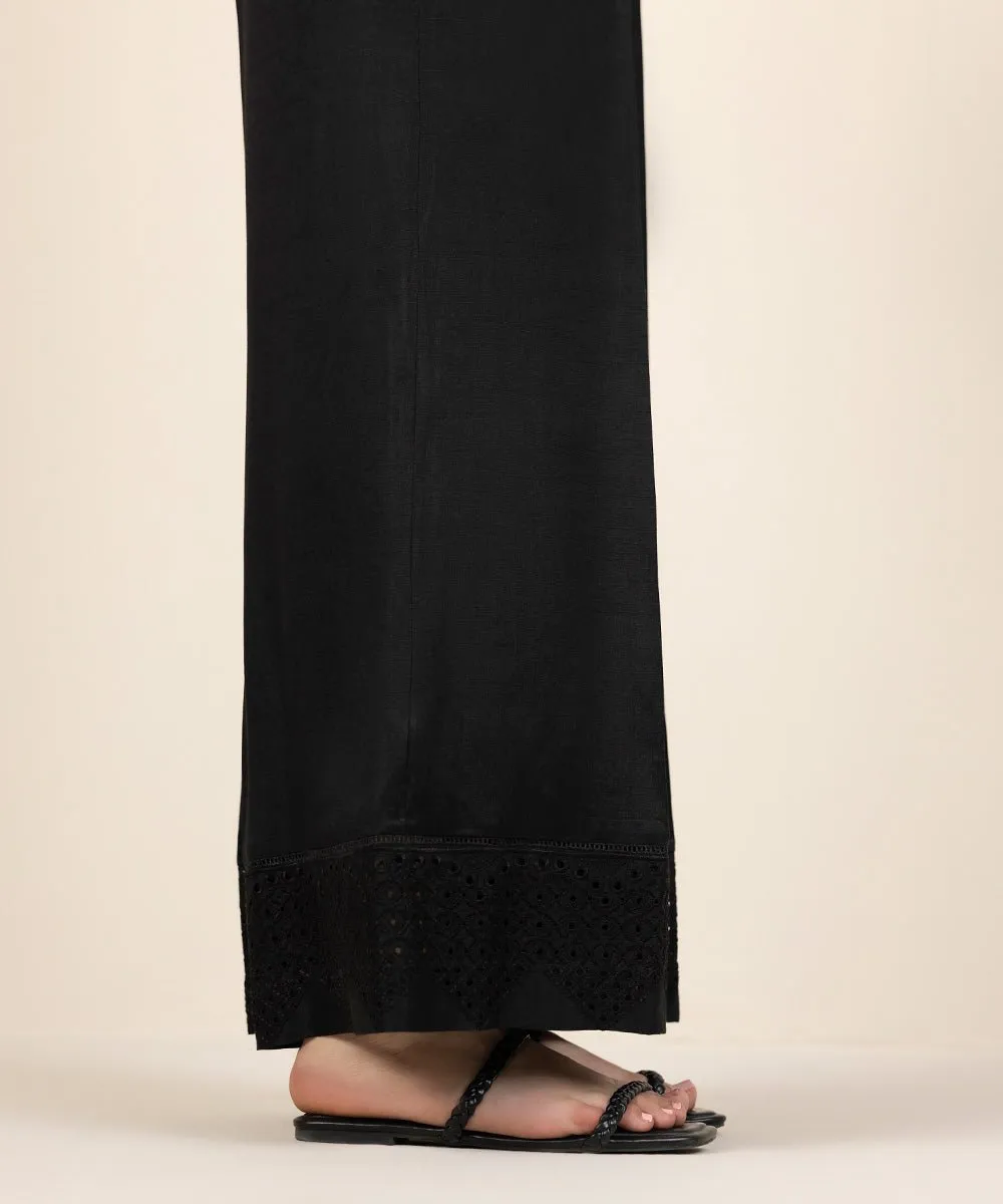 Embroidered Raw Silk Culottes