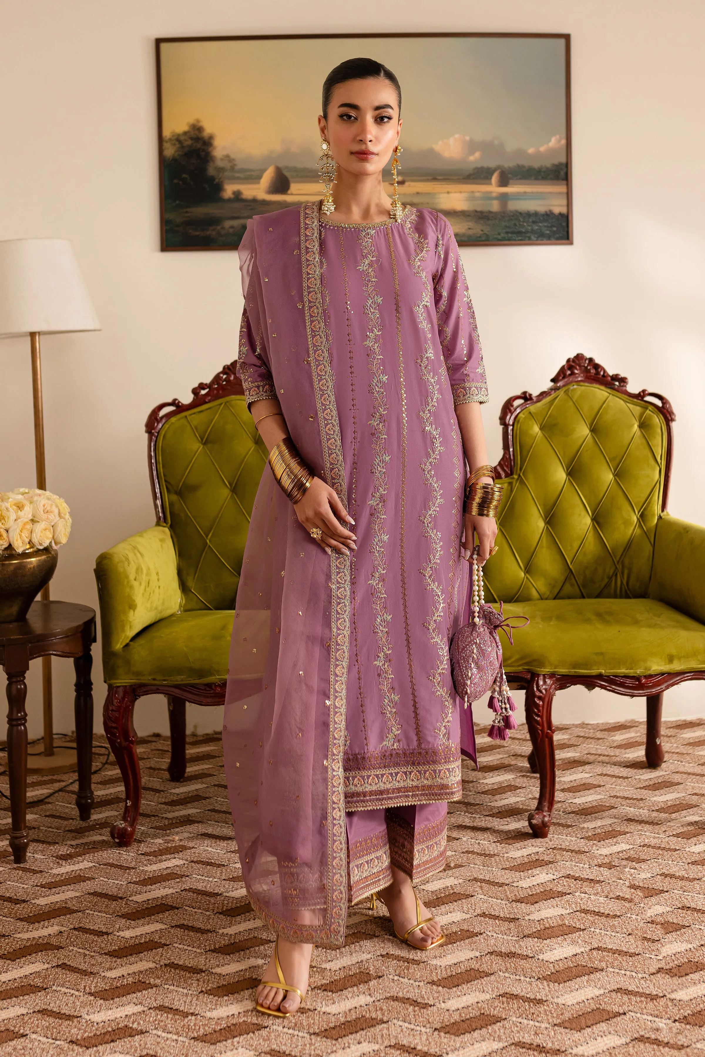 Eva 3Pc - Embroidered Luxe Pret