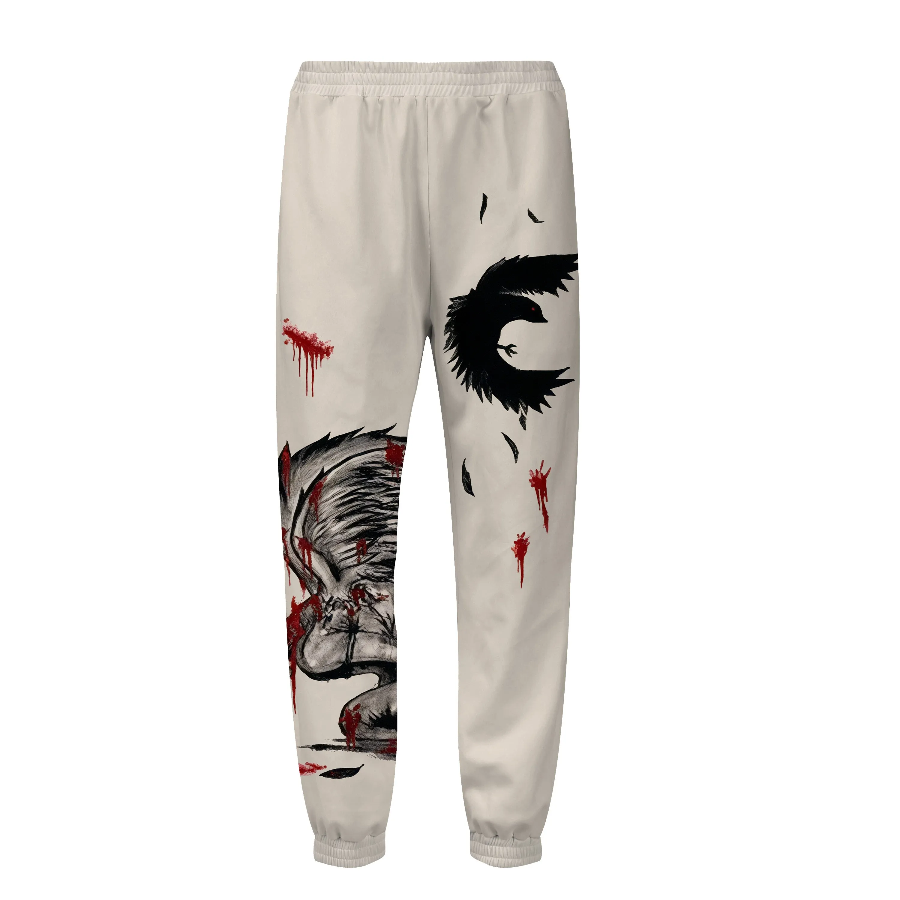Fallen Angel Print Elastic Waist Sports Sweatshirt Pants