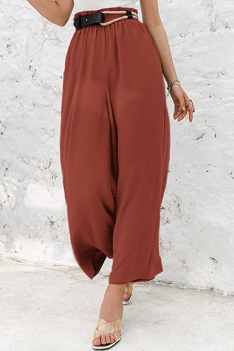 Fashion Solid Loose High Waist Wide Leg Solid Color Bottoms(12 Colors)