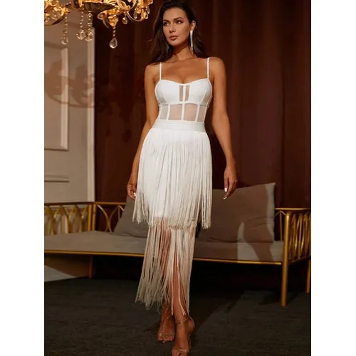 'Fleur' Fringe Detail Cami Dress