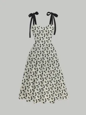 Floral Print Tie Shoulder Cami Dress