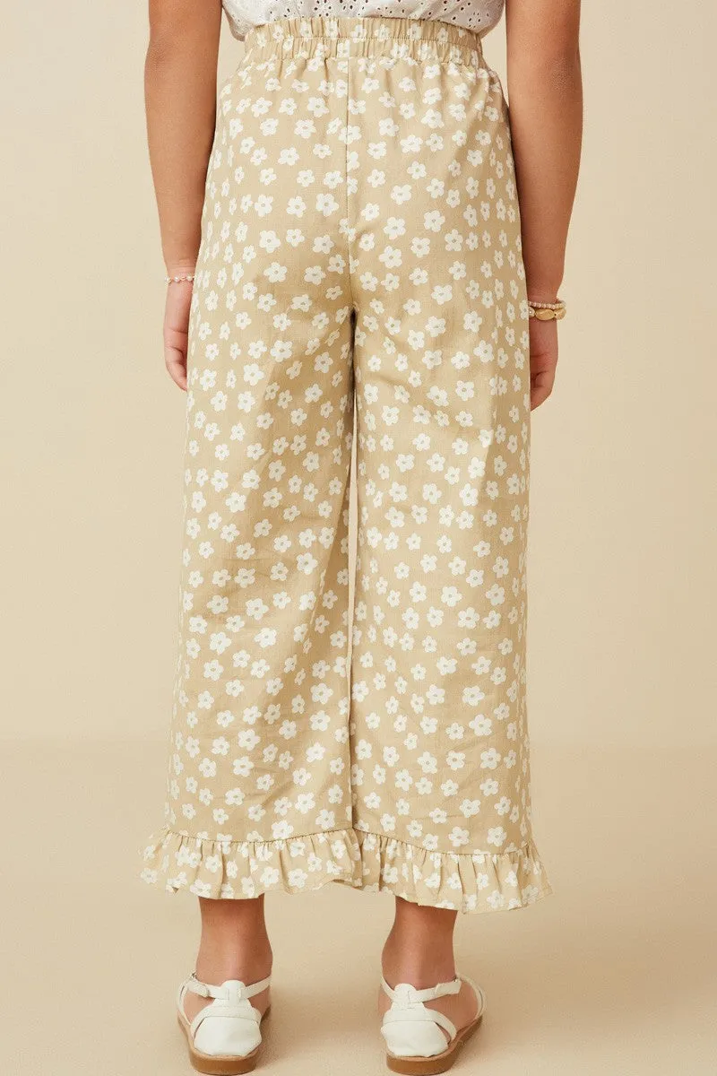Floral Ruffle Hem Pants