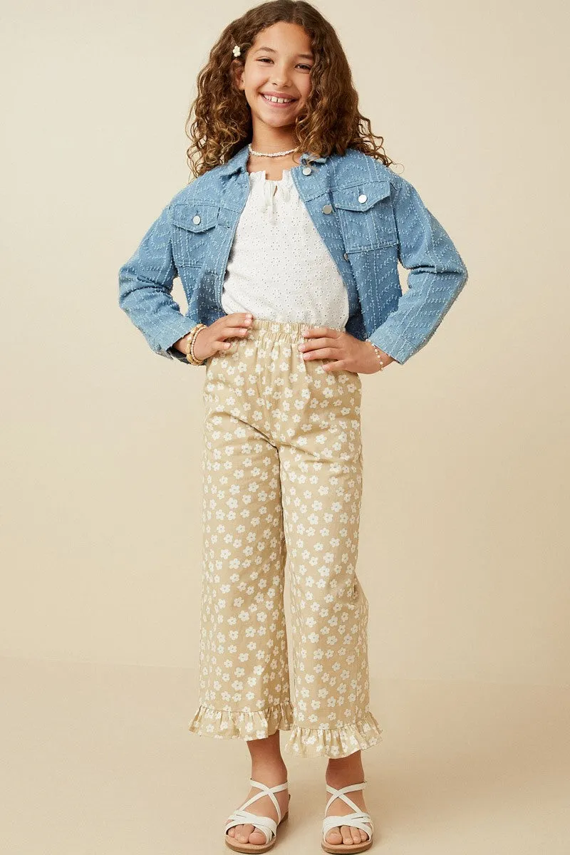 Floral Ruffle Hem Pants