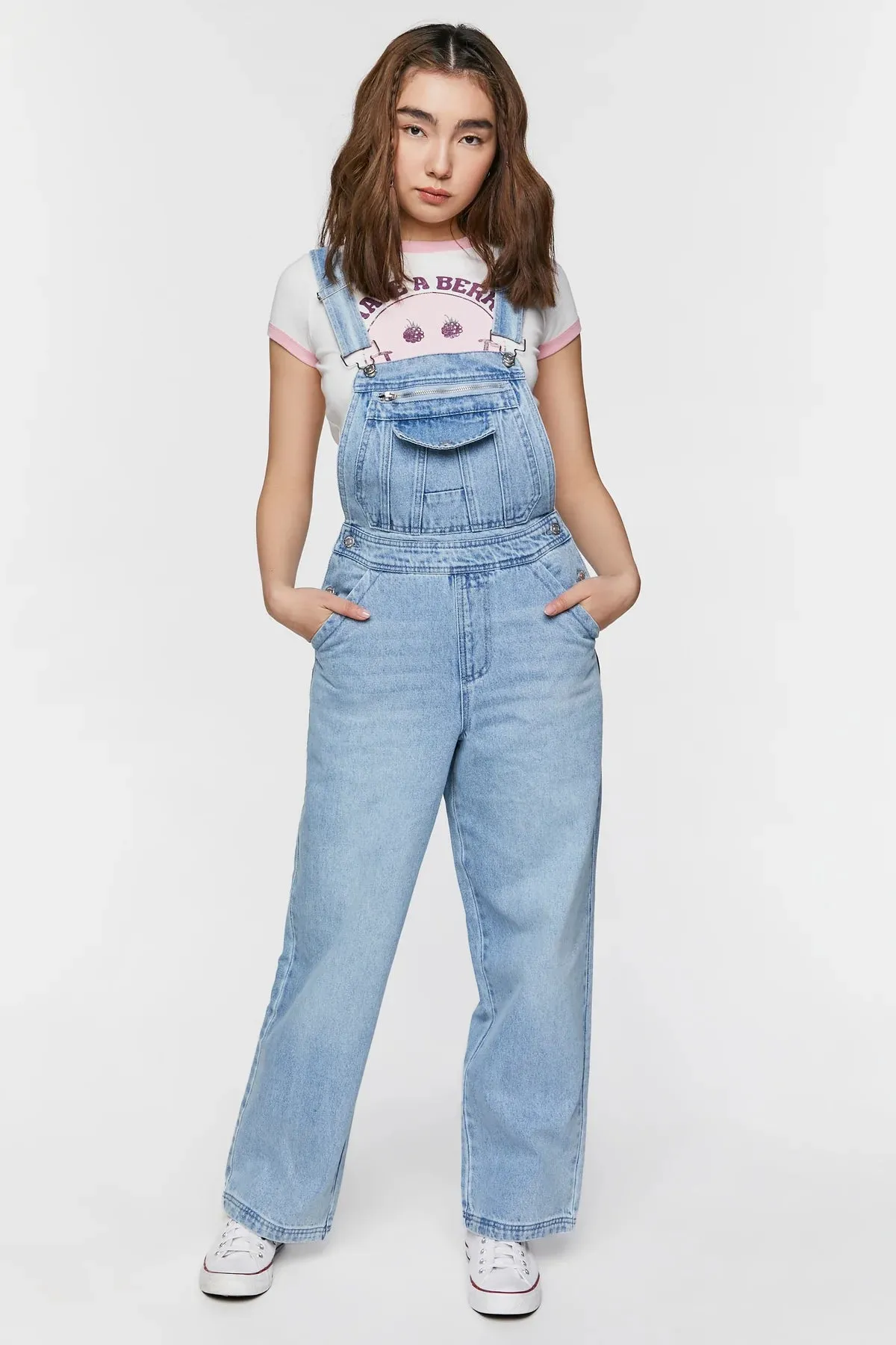 Forever 21 Denim Straight Leg Overalls