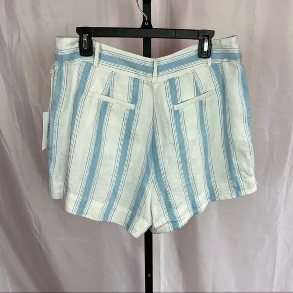 Frame Fine Stripe Linen Shorts, size 16 NWT