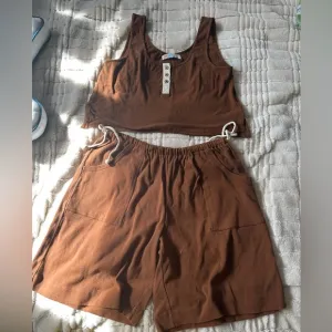 FREE PEOPLE BEACH Cotton Linen Shorts Set NEW size medium